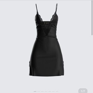 Elegant Black Lace Trim Dress